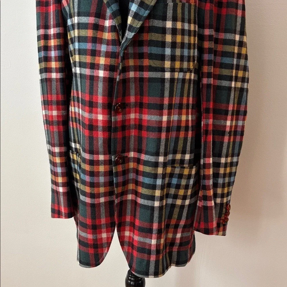 ETRO Milano Vintage Men's Wool Multi Sport Coat Blazer Jacket Red Green size 52R